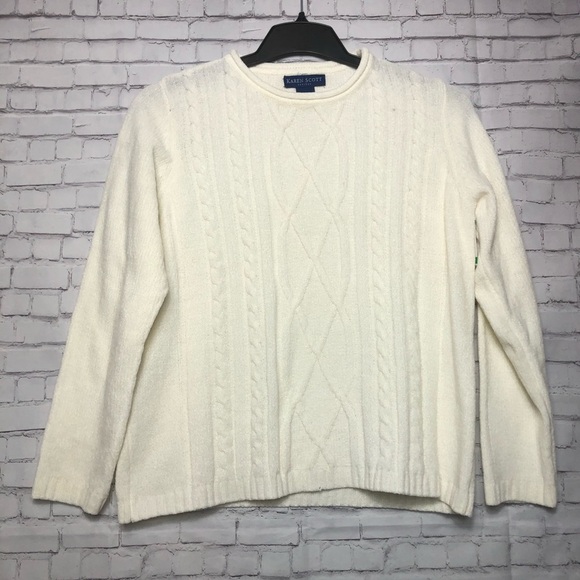 Karen Scott Petites Pullover Sweater Ivory Size Large Petite - Picture 3 of 11